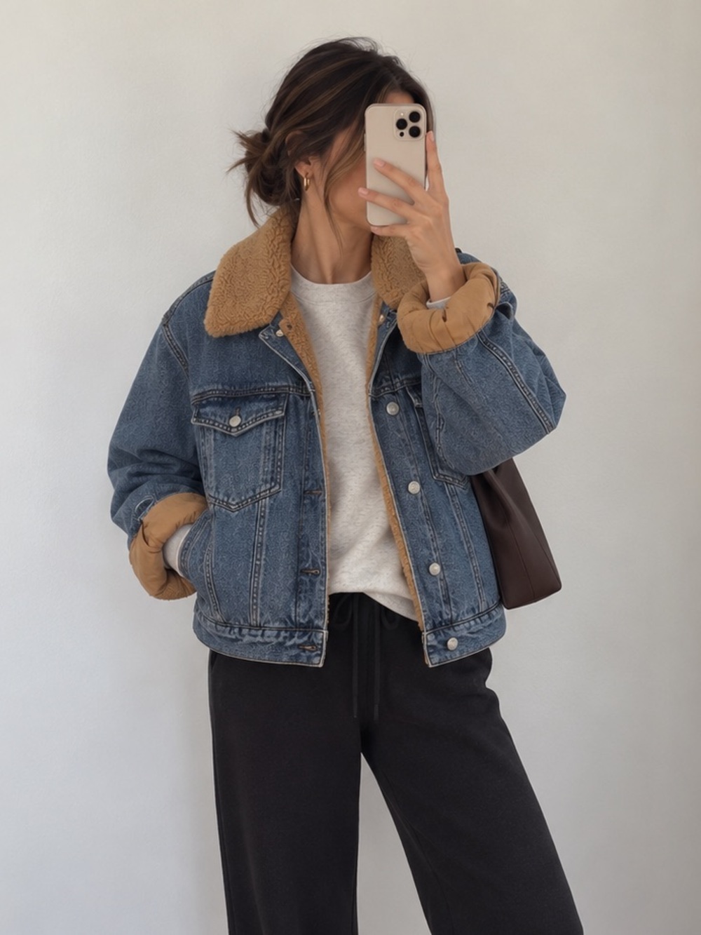 Anthropologie Pilcro Sherpa-Lined Denim Jacket.